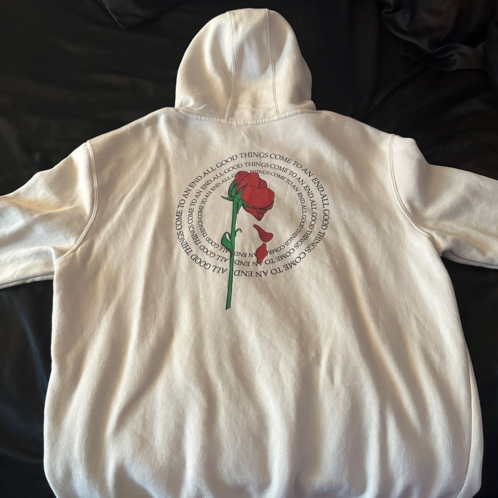 Khaki hoodie with design. Size XL